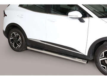 Estribos em tubo de aço inoxidável Ø76mm, com apoio para os pés