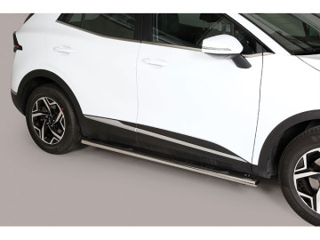 Estribos em tubo de aço inoxidável, secção oval, com apoio para os pés