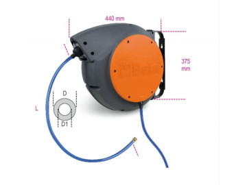 1900M 8X15 - Bobina de mangueira automático à prova de choque, para ar ou água - Beta 1900M