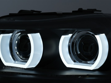 3D Angel Eyes LED DRL Xenon Headlights suitable for BMW 3 Series E90 E91 LCI (2008-2011) Black