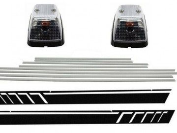 Add On Door Moldings Stripes Brushed Aluminum with Side Decals Sticker Vinyl Black and Turning Lights suitable for Mercedes G-Class W463 (1989-2015)