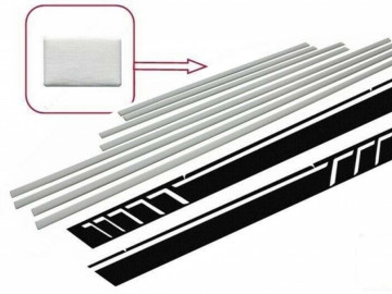 Add On Door Moldings Stripes Brushed Aluminum with Side Decals Sticker Vinyl Black suitable for Mercedes G-Class W463 (1989-2017)