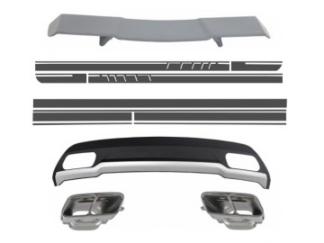 Air Diffuser with Exhaust Tips Spoiler and Stickers for MERCEDES A-Class W176 (2012-2018) Sport Pack