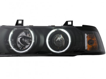 Angel Eyes CCFL Headlights suitable for BMW 3 Series E36 Sedan Touring Compact (1990-1999) Black