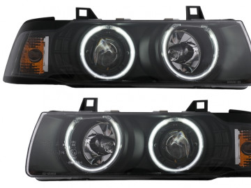 Angel Eyes CCFL Headlights suitable for BMW 3 Series E36 Sedan Touring Compact (1990-1999) Black