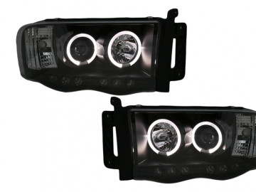 Angel Eyes Headlights suitable for Dodge RAM III (2002-2006) Black