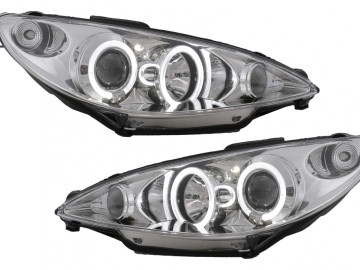 Angel Eyes Headlights suitable for Peugeot 206 (1998-2002) Chrome