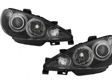 Angel Eyes Headlights suitable for Peugeot 206 (2002-2008) Black LHD & RHD