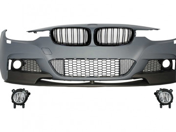 Assembly Front Bumper suitable for BMW 3er F30 F31 Sedan Touring (2011-up) M-Performance Design with Kidney Grilles Double Stripe Piano Black