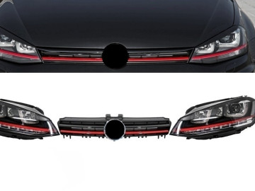 Assembly Headlights 3D LED FLOWING Dynamic Sequential Turn Light DRL with Grille suitable for VW Golf 7 VII (2012-2017) RED R20 GTI Look