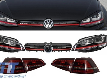 Assembly Headlights 3D LED Turn Light DRL, Taillights and Grille suitable for VW Golf 7 VII (2012-2017) RED R20 GTI Look