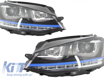 Assembly Headlights 3D LED Turn Light DRL with Grille suitable for VW Golf 7 VII (2012-2017) Blue GTE Look