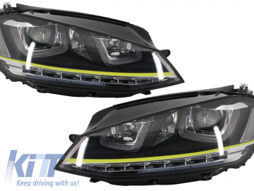 Assembly Headlights 3D LED Turn Light DRL with Grille suitable for VW Golf 7 VII (2012-2017) Yellow R400 Look