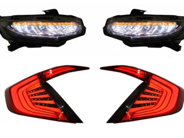 Assembly Headlights and Taillights suitable for HONDA Civic MK10 (FC/FK) 2016+Limousine Full LED Sequential Dynamic Turning Lights Red/Smoke