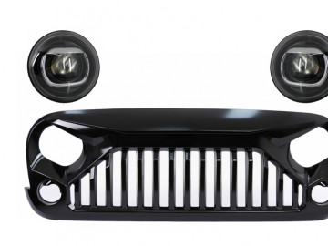 Assembly of Central Grille Front Grille suitable for JEEP Wrangler / Rubicon JK (2007-2017) Black with HID Bi-Xenon Headlights