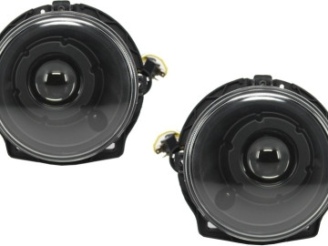 Assembly suitable for Mercedes W463 G-Class (1989-2012) LED DRL White Covers with Headlights Black Bi-Xenon Look