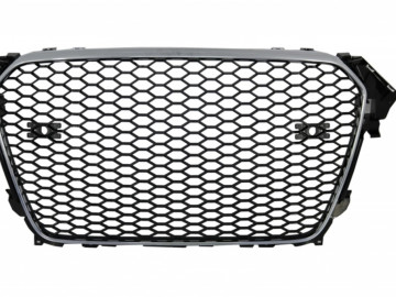 Badgeless Front Grille With Bumper Diffuser & Exhaust Tips RS4 Design suitable for AUDI A4 B8 Limo Avant Facelift (2012-2015)