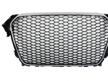 Badgeless Front Grille With Bumper Diffuser & Exhaust Tips RS4 Design suitable for AUDI A4 B8 Limo Avant Facelift (2012-2015)