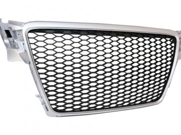 Badgeless Front Grille suitable for AUDI A4 B8 (2007-2012) Limousine Avant RS Design Silver