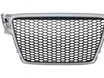 Badgeless Front Grille suitable for AUDI A4 B8 (2007-2012) Limousine Avant RS Design Silver