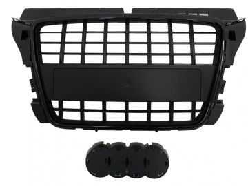 Badgeless Front Grille suitable for Audi A3 8P Facelift (2008-2012) Black