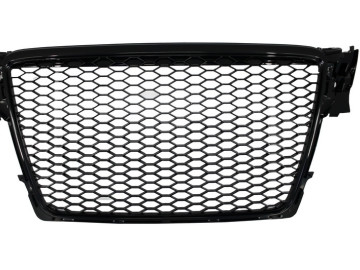 Badgeless Front Grille suitable for Audi A4 B8 (2007-2012) RS Design Piano Black