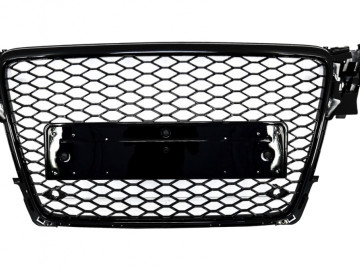 Badgeless Front Grille suitable for Audi A4 B8 (2008-2011) RS4 Design Piano Black