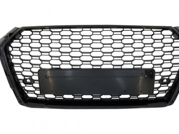 Badgeless Front Grille suitable for Audi A4 B9 8W (2016-2018) Sedan Avant RS Design Piano Black