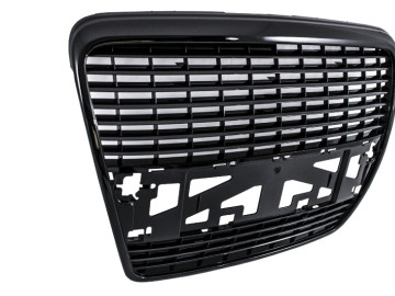 Badgeless Front Grille suitable for Audi A6 4F 4F2 Sedan Avant (2004-2011) Piano Black