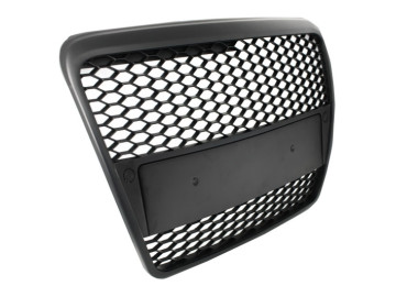 Badgeless Front Grille suitable for Audi A6 4F C6 (2004-2007) RS Design Matte Black