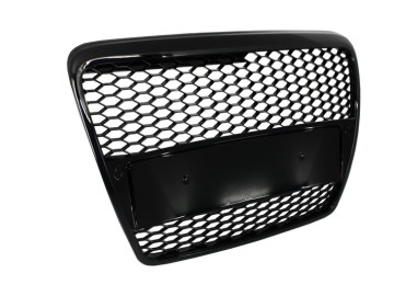 Badgeless Front Grille suitable for Audi A6 4F C6 (2004-2007) RS Design Piano Black