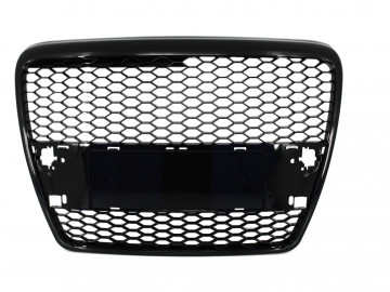 Badgeless Front Grille suitable for Audi A6 4F C6 (2004-2007) RS Design Piano Black