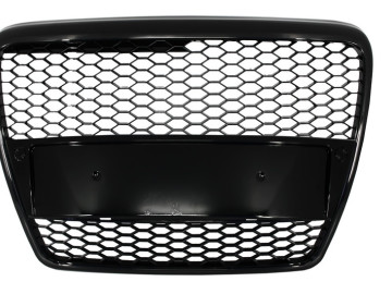 Badgeless Front Grille suitable for Audi A6 4F C6 (2004-2007) RS Design Piano Black