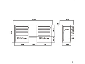 Bancada de trabalho Endurance com 2 módulos com 6 gavetas C59B – Beta  Tools