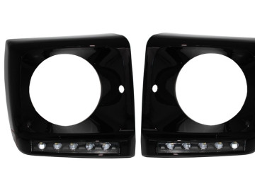 Black Headlights Covers LED DRL suitable for Mercedes G-Class W463 (1989-2012) G65 Design with Headlights Bi-Xenon