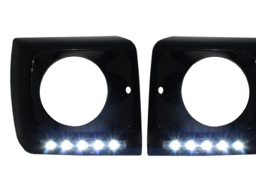 Black Headlights Covers LED DRL suitable for Mercedes G-Class W463 (1989-2012) G65 Design with Headlights Bi-Xenon