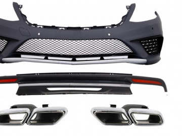 Body Kit Bumper Diffuser suitable for Mercedes S-Class W222 Sport Line Package (2013-06.2017) Exhaust Muffler Tips S63 Design