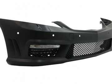 Body Kit LWB suitable for Mercedes S-Class W221 (2005-2011) with Central Grille Piano Black and Exhaust Muffler Tips Tail Pipes