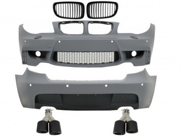 Body Kit suitable for BMW 1 Series E81 E87 Hatchback (2004-2011) M Sport Design with Exhaust Muffler Tips Carbon Fiber