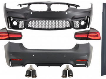 Body Kit suitable for BMW 3 Series F30 (2011-2019) with LED Taillights Dynamic Sequential Turning Light EVO II M3 CS Design with Dual Twin Exhaust Muf