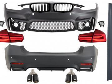 Body Kit suitable for BMW 3 Series F30 (2011-2019) with LED Taillights Dynamic Sequential Turning Light and Exhaust Muffler Tips Carbon