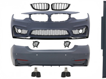 Body Kit suitable for BMW 4 Series F32 Coupe F33 Cabrio (2013-03.2019) M4 Design with Grilles and Exhaust Tips Carbon