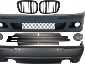 Body Kit suitable for BMW 5 Series E39 (1997-2003) Double Outlet M5 Design with PDC+Grog Lights Chrom and Central Grilles Piano Black+Door Moldings