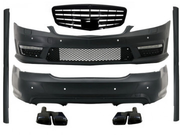 Body Kit suitable for MERCEDES Benz W221 2005-2011 A-Design with Central Grille Piano Black and Exhaust Muffler Tips Black Edition