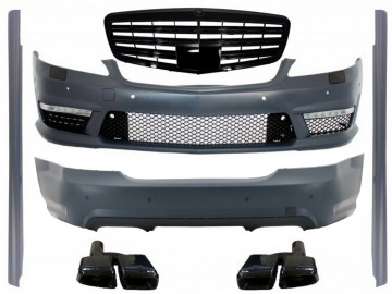 Body Kit suitable for MERCEDES Benz W221 S-Class 2005-2011 S63 S65 A-Design with Exhaust Muffler Tips Black Edition