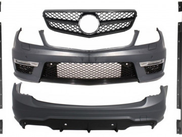 Body Kit suitable for MERCEDES C-Class W204 Facelift C63 T-Modell S204 Station Wagon Estate with Single Frame Front Grille Sport Piano Black