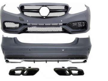 Body Kit suitable for Mercedes E-Class W212 Facelift (2013-2016) with Exhaust Muffler Tips Black E63 Design Piano Black