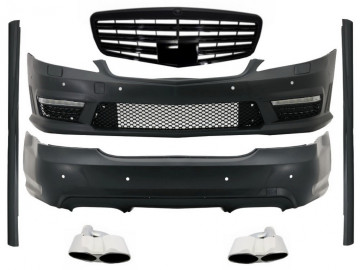 Body Kit suitable for Mercedes S-Class W221 (2005-2011) with Front Grille Piano Black and Exhaust Muffler Tips