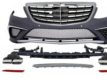 Body Kit suitable for Mercedes S-Class W222 Sport Line Package (2013-06.2017) S63 Design With Central Grille Chrome