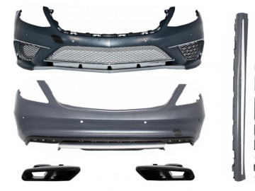 Body Kit suitable for Mercedes S-Class W222 with Exhaust Muffler Tips and Side Skirts Long Version (2013-06.2017) S65 Design